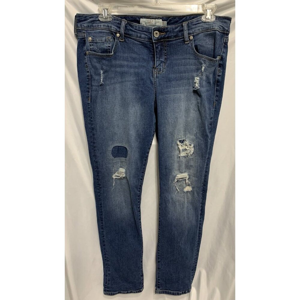 Torrid Womens Plus Distressed Jeans 16R Denim Boyfriend Straight Stretch